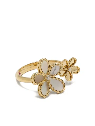 Roberto Coin 18k Yellow Gold Diamond And Mother Of Pearl Ring