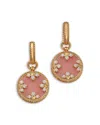 Roberto Coin 18k Yellow Gold Diamond & Pink Opal Venetian Princess Medallion Earrings In Pink/gold