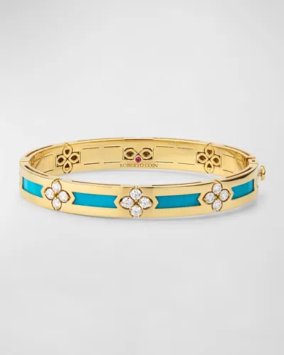Roberto Coin 18k Yellow Gold Diamond And Turquoise Bracelet In Blue