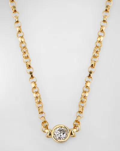 Roberto Coin 18k Yellow Gold Diamond Bezel Necklace In Burgundy
