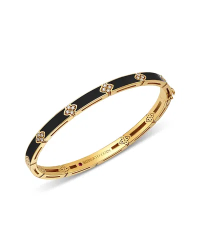 Roberto Coin 18k Yellow Gold Diamond Love In Verona Ceramic Enamel Bangle Bracelet In Black