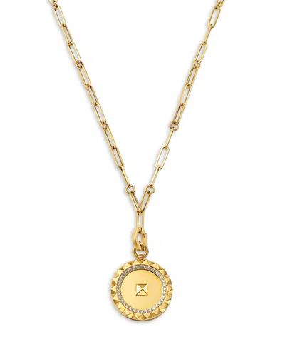 Roberto Coin 18k Yellow Gold Diamond Obelisco Medallion Paperclip Necklace, 19