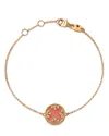 Roberto Coin 18k Yellow Gold Diamond, Pink Opal & Mother Of Pearl Venetian Princess Medallion Reversible Bracelet In Pink/gold