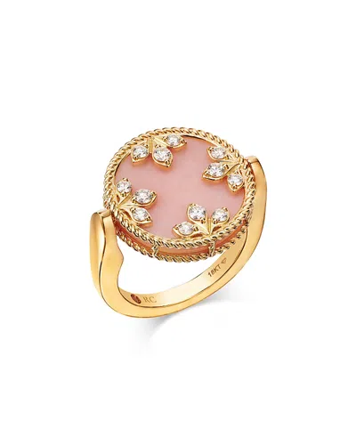 Roberto Coin 18k Yellow Gold Diamond, Pink Opal & Mother Of Pearl Venetian Princess Medallion Reversible Ring In Pink/gold
