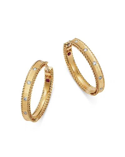 Roberto Coin 18k Yellow Gold Diamond Princess Diamond Hoop Earrings In White/gold