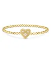 Roberto Coin 18k Yellow Gold Diamond Venetian Princess Small Heart Beaded Stretch Bracelet In Gold