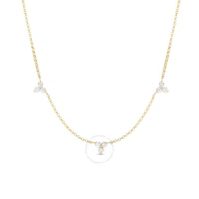 Roberto Coin 18k Yellow Gold Diamonds By The Inch 3 Station Flower Necklace In Gold Tone