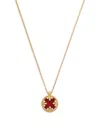 Roberto Coin 18k Yellow Gold Gender Red Agate & Diamond Medallion Pendant Necklace, 16-18 In Gold