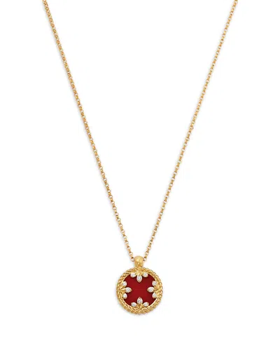Roberto Coin 18k Yellow Gold Gender Red Agate & Diamond Medallion Pendant Necklace, 16-18
