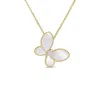 Roberto Coin 18k Yellow Gold Jasmine Mother Of Pearl & Diamond Butterfly Pendant Necklace, 16-18 In White