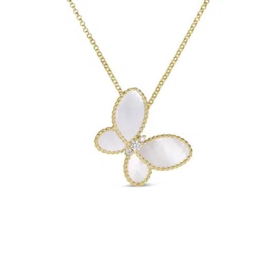 ROBERTO COIN ROBERTO COIN 18K YELLOW GOLD JASMINE DIAMOND & MOTHER OF PEARL BUTTERFLY NECKLACE - 7773720AJCHM