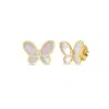 Roberto Coin 18k Yellow Gold Jasmine Diamond & Mother Of Pearl Butterfly Stud Earrings - 7773720ajer In Metallic