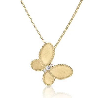 Roberto Coin 18k Yellow Gold Jasmine Diamond Butterfly Necklace In ["yellow","gold Tone"]