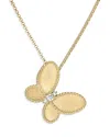 Roberto Coin 18k Yellow Gold Jasmine Diamond Butterfly Pendant Necklace, 16-18 In Gold