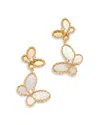 Roberto Coin 18k Yellow Gold Jasmine Mother Of Pearl & Diamond Butterfly Dangle Drop Earrings In Gold