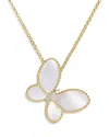 Roberto Coin 18k Yellow Gold Jasmine Mother Of Pearl & Diamond Butterfly Pendant Necklace, 16-18 In White/gold