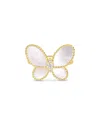 Roberto Coin 18k Yellow Gold Jasmine Mother Of Pearl & Diamond Butterfly Ring In Ivory/gold