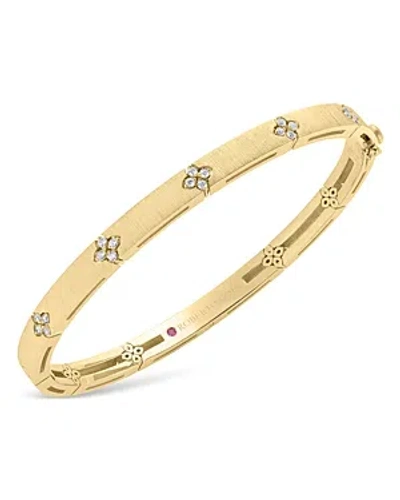 Roberto Coin 18k Yellow Gold Love In Verona Diamond Flower Bangle, 0.15 Ct. T.w.