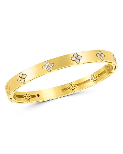 Roberto Coin 18k Yellow Gold Love In Verona Diamond Flower Bangle Bracelet