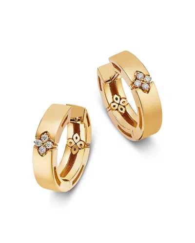 Roberto Coin 18k Yellow Gold Love In Verona Diamond Flower Hoop Earrings, 0.03 Tcw