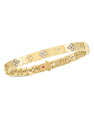 Roberto Coin 18k Yellow Gold Love In Verona Diamond Flower Link Bracelet