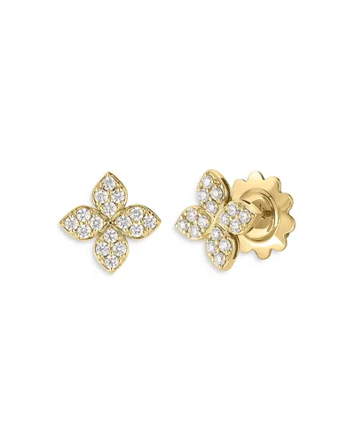 Roberto Coin 18k Yellow Gold Love In Verona Diamond Flower Stud Earrings