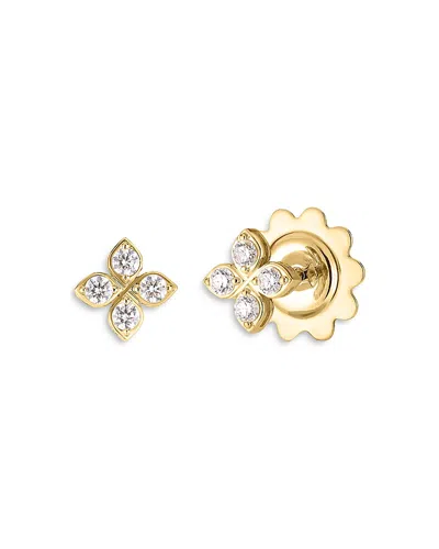 Roberto Coin 18k Yellow Gold Love In Verona Diamond Flower Stud Earrings