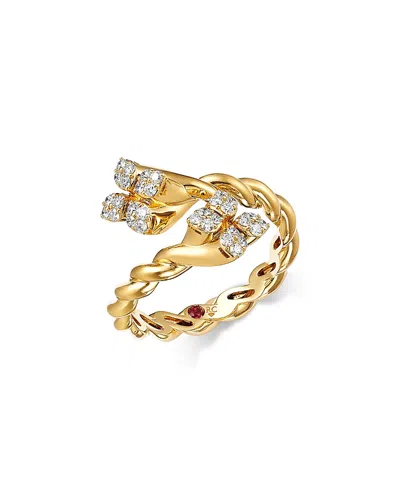 Roberto Coin 18k Yellow Gold Love In Verona Diamond Twist Bypass Ring, 0.28 Tcw