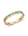 Roberto Coin 18k Yellow Gold Love In Verona Turquoise & Diamond Flower Bangle Bracelet In Gold