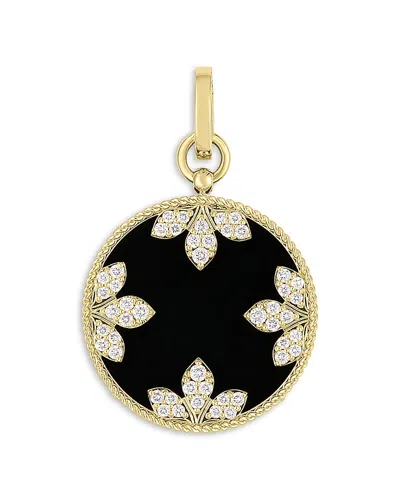 Roberto Coin 18k Yellow Gold Medallion Diamond & Black Jade Flower Pendant In Black/gold