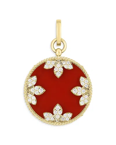 Roberto Coin 18k Yellow Gold Medallion Diamond & Red Agate Pendant In Red/gold