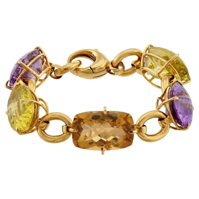 Pre-owned Roberto Coin 18k Yellow Gold Multicolor Gemstone Bracelet
