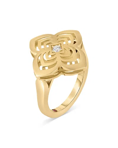 Roberto Coin 18k Yellow Gold Palazzo Ducale Diamond Satin Flower Ring