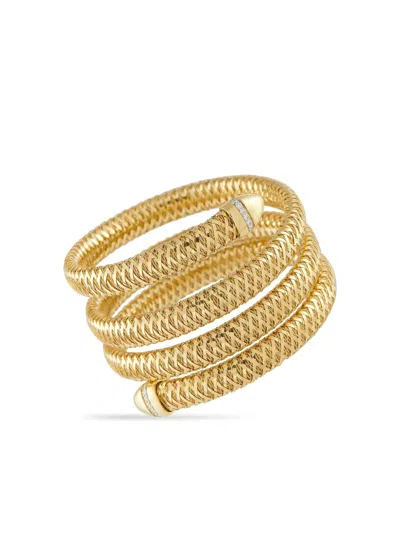 Pre-owned Roberto Coin 18k Yellow Gold Primavera Diamond Coil Bracelet