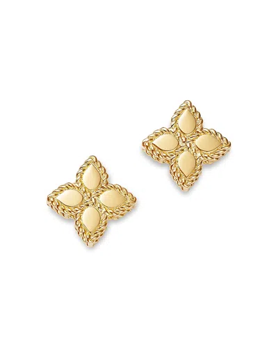 Roberto Coin 18k Yellow Gold Princess Flower Small Stud Earrings In Gray