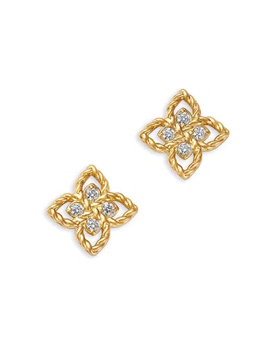 Roberto Coin 18k Yellow Gold Principessa Diamond Flower Stud Earrings