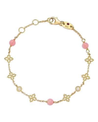 Roberto Coin 18k Yellow Gold Principessa Pink Opal & Diamond Link Bracelet