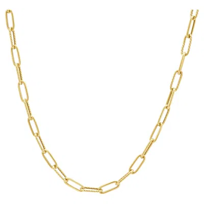 Pre-owned Roberto Coin 18k Yellow Gold Rope Textured Paperclip Chain Necklace 17.0"