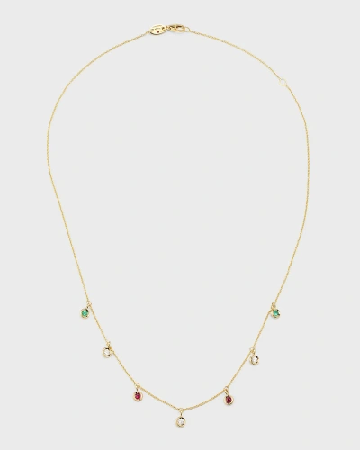 Roberto Coin 18k Yellow Gold Ruby, Emerald And Diamond 7 Dangle Necklace