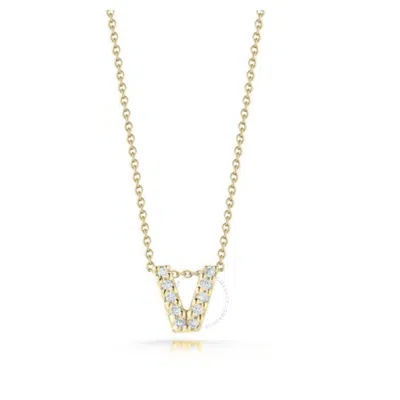 Roberto Coin 18k Yellow Gold Tiny Treasures Diamond Love Letter V Necklace - 001634aychxv