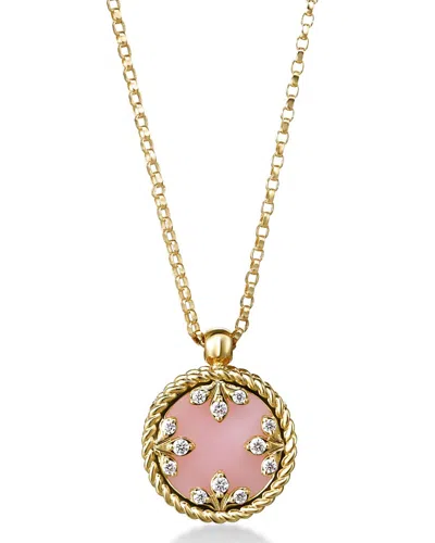 Roberto Coin 18k Yellow Gold Venetian Medallion Black Jade & Diamond Pendant Necklace, 16-18 In Transparent