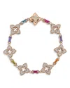 Roberto Coin 18k Yellow Gold Venetian Princess Carnival Multi Gemstone & Diamond Flower Link Bracelet In Multi