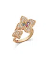Roberto Coin 18k Yellow Gold Venetian Princess Carnevale Multi Gemstone & Diamond Double Flower Ring In Pink