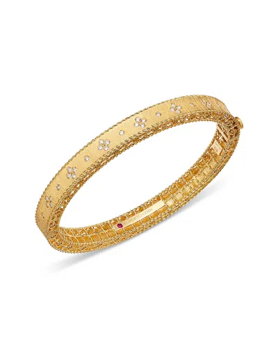 Roberto Coin 18k Yellow Gold Venetian Princess Diamond Flower Bangle Bracelet