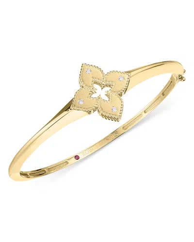 Roberto Coin 18k Yellow Gold Venetian Princess Diamond Flower Bangle Bracelet