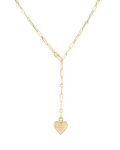 Roberto Coin 18k Yellow Gold Venetian Princess Diamond Heart Lariat Necklace, 19