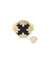 Roberto Coin 18k Yellow Gold Venetian Princess Medallion Black Jade, Mother Of Pearl & Diamond Reversible Ring In Black/gold