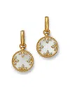 Roberto Coin 18k Yellow Gold Venetian Princess Medallion Mother Of Pearl & Diamond Dangle Hoop Earrings In White/gold
