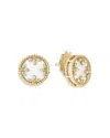 Roberto Coin 18k Yellow Gold Venetian Princess Medallion Mother Of Pearl & Diamond Stud Earrings In White/gold