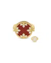 Roberto Coin 18k Yellow Gold Venetian Princess Medallion Red Agate, Mother Of Pearl & Diamond Reversible Ring In Red/gold